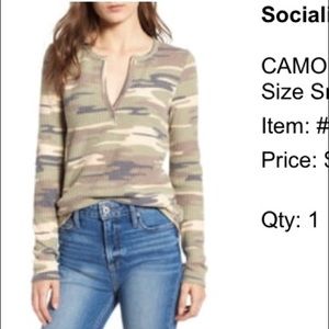 Socialite thermal Henley top - camo color